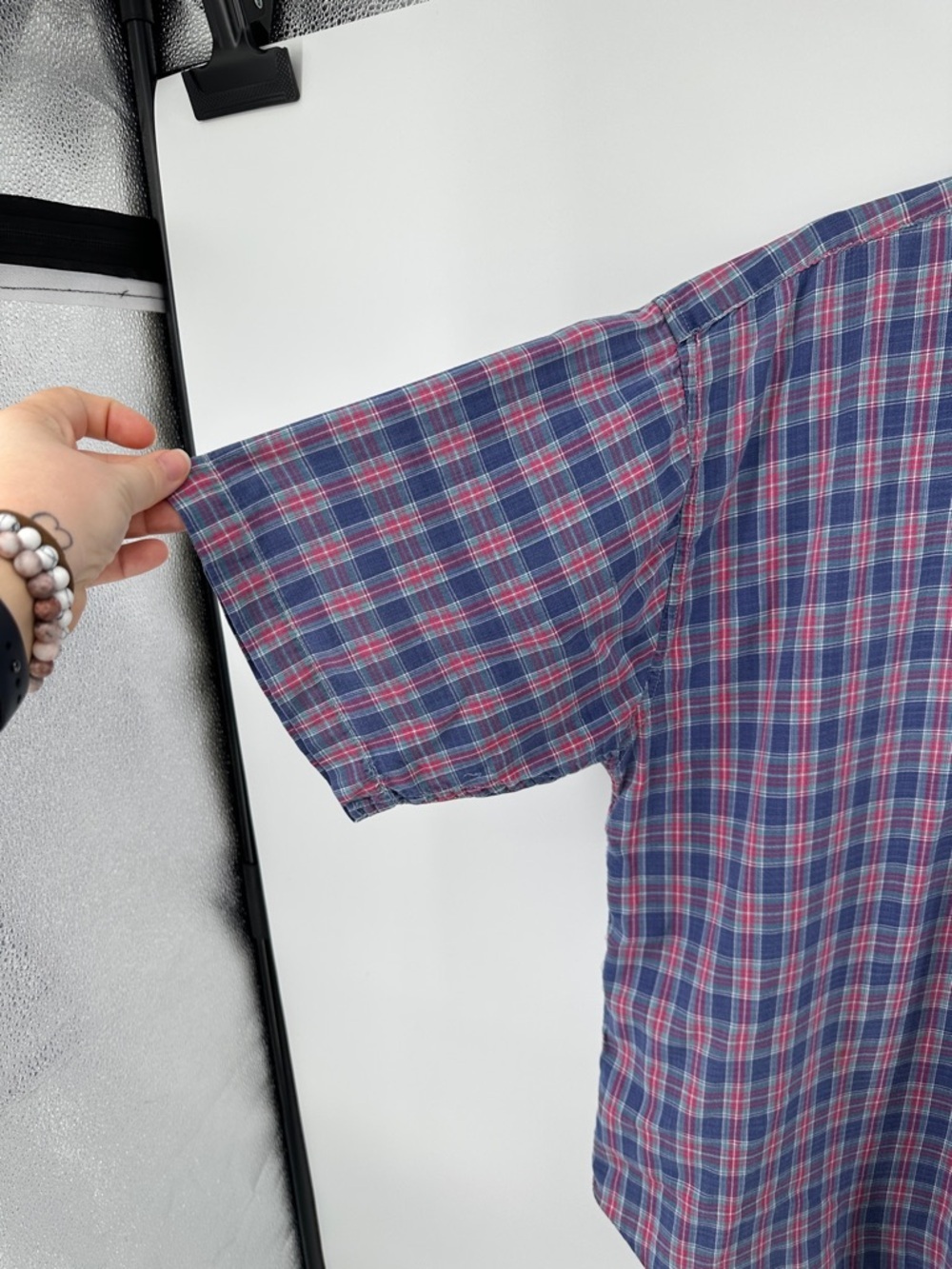 World Island VTG 90s Preppy Dadcore Workwear Grunge Plaid Blue&Pink Shirt SzXL - Picture 3 of 11